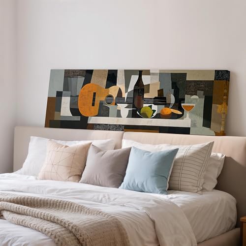 Tableau nature morte cubiste grand format 65x195 cm - 2