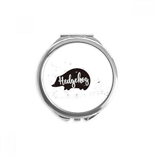 Miroir de maquillage rond hérisson noir et blanc de poche portable pour retouches de voyage