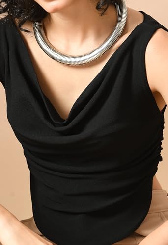 Image of IUGA Womens's Solid Cotton Stretchable Draped Crop Top