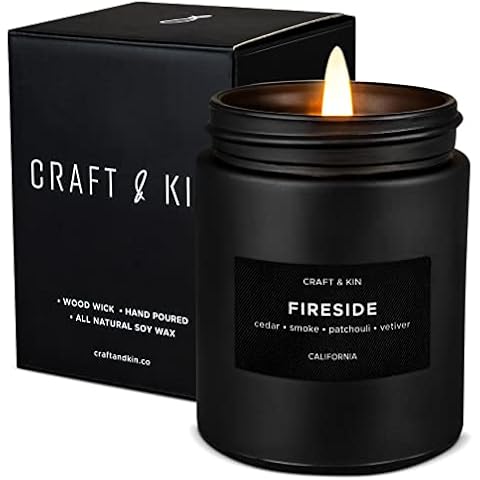 Craft & Kin Premium Smokey Fireside Candle Cover