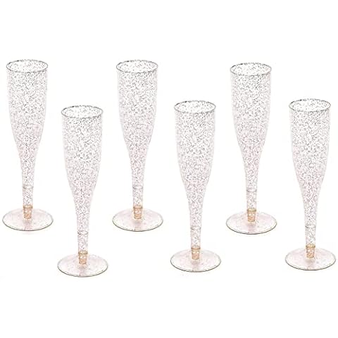 Oojami Gold Glitter Plastic Classicware Champagne Flutes (30 pcs) Cover
