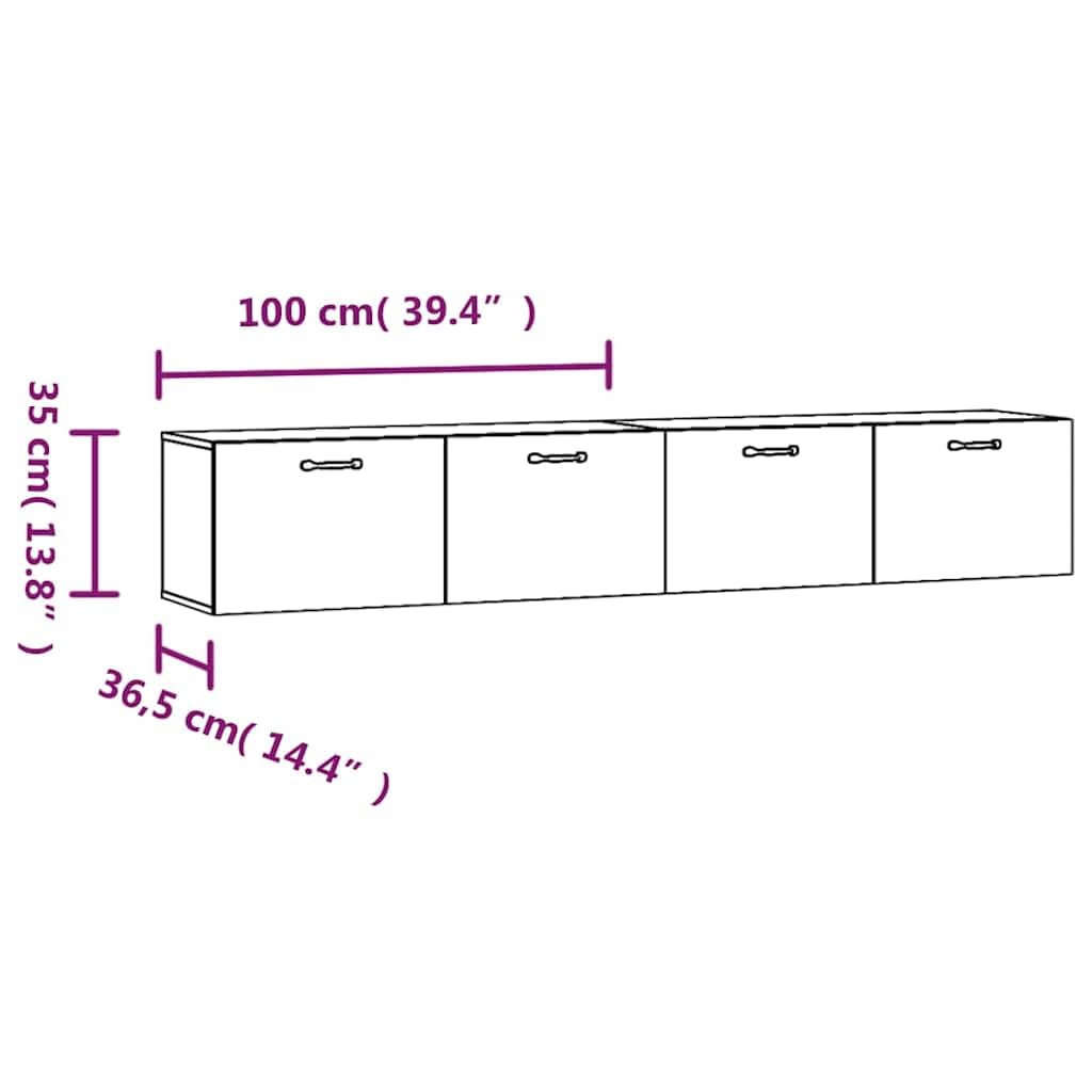 Armarios de pared 2 unidades, color gris hormigón, 100 x 36,5 x 35 cm, material de madera con 2 compartimentos, armario multiusos para oficina, pasillo, sótano, garaje, taller, hogar