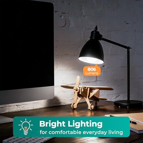 DiCUNO Lampa LED 9 W E27 zastępuje 60 W, 2700 K ciepła biel, 806 lm, A60 matowa żarówka Edisona, CRI 90, kąt świecenia 220°, bez migotania, bez możliwości ściemniania, 230 V lampa energooszczędna, 6