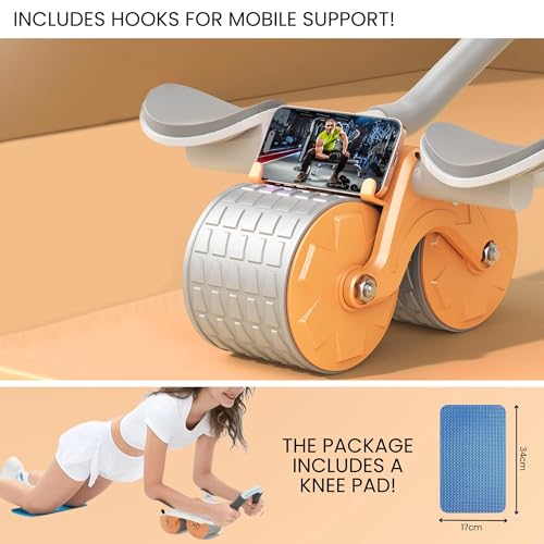 Image of ๐๐ฏ๐ฑ๐ผ๐บ๐ถ๐ป๐ฎ๐น ๐ฅ๐ผ๐น๐น๐ฒ๐ฟ with Automatic Rebound. Wheel for ABS. Home Training Kit with Knee Pad and Stopwatch Included. Sports for Beginners at Home