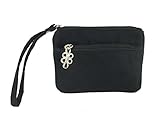 Poche avant zippée LONI Pochette pour femme avec dragonne Taille XS, Noir/imitation daim, S, Embrayages