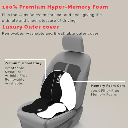 Image of MRRON Car Comfort Combo | Memory Foam Backrest & Wedge Seat Cushion Combo of 2 | Orthopedic Support for Back, Tailbone, Sciatica | Ergonomic Comfort for Car, Office| Posture Correction | Universal Fit