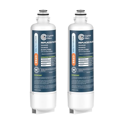 Image of Crystala Filters BORPLFTR50 Replacement for Bosch Ultra Clarity Pro Water Filter, Compatible 12033030,11025825,12028325,BORPLFTR55,WFC100MF,WFS200MF(2 Pack)