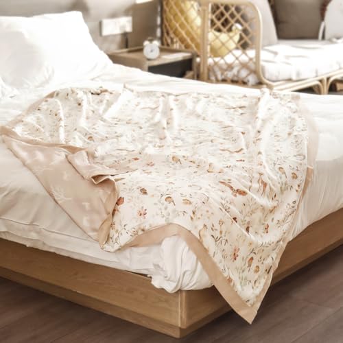Image of GRSSDER Cotton Muslin Quilt Blanket - Silky Soft and Breathable Kids' Throw Blanket, Oversized Muslin Blankets for Newborns, Toddlers & Kids, 6 Layers Reversible Design for All Seasons, 55 inch x 69 inch