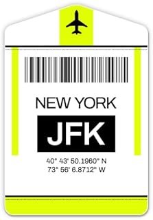 Squiddy New York Airport Code JFK Luggage Tag Style - Vinyl Sticker Decal for Phone, Laptop, Water Bottle (3" high)