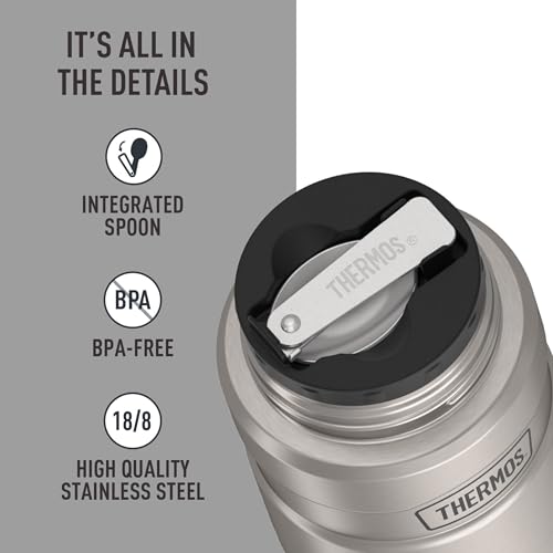 Image of THERMOS Stainless King Vacuum-Insulated Food Jar with Spoon, 16 Ounce, Matte Steel