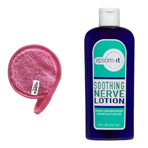 Soothing Nerve Lotion, 8 Oz - Concentrated Magnesium Sulfate Cream for Nerve Pain with Arnica & Capsaicin, Bundle with Makeup Cleansing Cloth, Moisturizing Aloe Vera [Pack of 1]