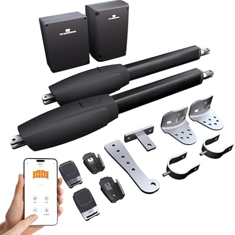 TMT Clifford 400 Dual Automatic Gate Openers Up to 20ft and 950lb Heavy Duty Swing Gate, Gate Openers with Remote Complete Kit, Electric Gate Opener for Driveway with Powerful Motor (APP Compatible) Cover