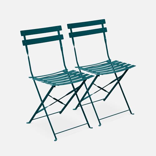 Lot de 2 chaises de jardin bistrot pliables en acier sweeek - 4