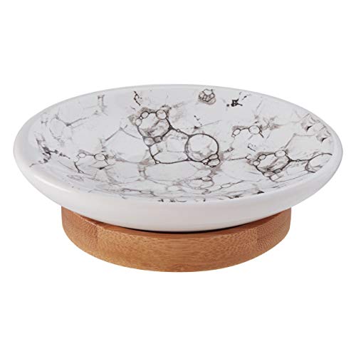 Juego de baño de bambú blanco para eliminar el desorden del lavabo 5