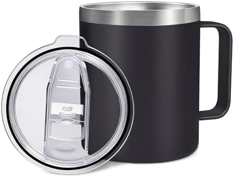 Mug Isotherme Café 360ml avec Anse en Inox, Tasse Isotherme Anti-...