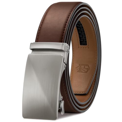 Image of Zitahli Belt Men,Leather Ratchet Belt for Men Dress Casual Every Day with Adjustable Buckle,Trim to Fit For Gift