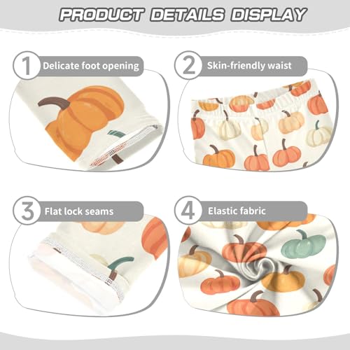 Pumpkin Thanksgiving Girls Casual Leggings for Kids Printed Long Pant Bottoms Stretch and Soft3