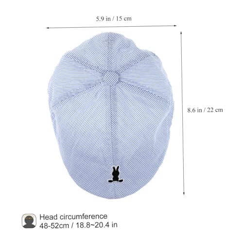 Kids Rabbit Beret Hat Striped Baby Beret for Toddlers Soft Cotton Material Cute Bunny Design for Summer Outdoor Wear Blue2