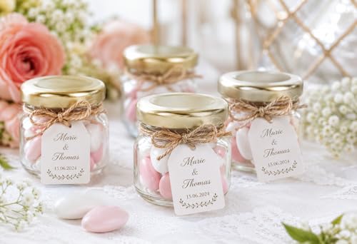 Lot de 60 Pots à Confiture en Verre 30 ml avec Couvercle – Mini Bocaux Alimentaires Transparants – Pots Hermétiques pour Confiture, Miel, Épices, Dragées, Desserts, CBD, Cadeaux Invités – vue 6