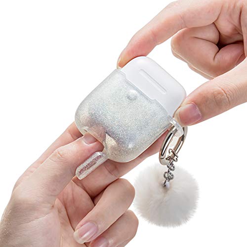 Airpods Case, Dmmg Airpods Case Cover Silicone Skin, Airpods Protective Bling Glitter Case With Fluff Ball Keychain, Scratch Proof And Drop Proof For Apple Airpods 2&1 #TOP4