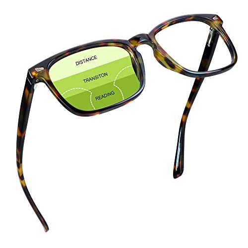 YEIN Progressive Multifocus Reading Glasses, Spring Hinge Blue Light Blocking Glasses for Women Men, No Line Multifocal Readers with Clear Lenses (+0.00/+2.50 magnification)