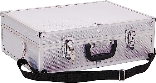 Supernic Flight Case Aluminium Tool Case 460 x 340 x 150mm Maintenance Case with Elastic Bands Individual Compartment Division Lockable Storage Toolbox for Clamping and Screwdriving Tools