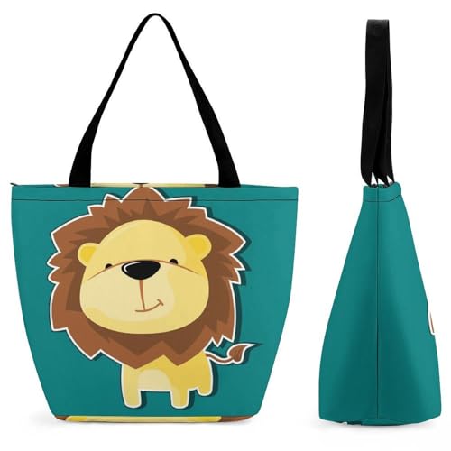 Sac à main lion de dessin animé grand sac cabas femme voyage et shopping