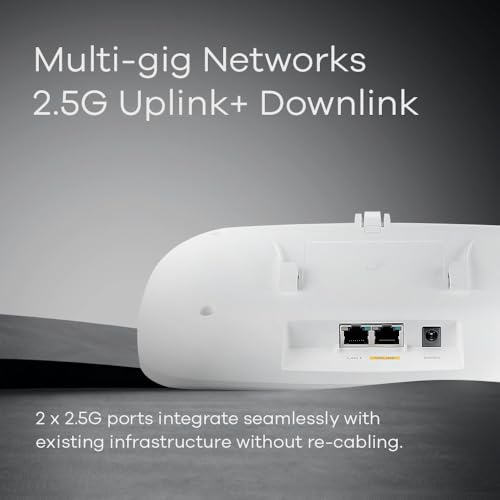 Image of Zyxel WiFI 7 Wireless MultiGig Pro Access Point | 2 x 2.5Gb Ethernet | Tri-Band Operation | Mesh and PTP Bridge | Cloud, App, Direct or Controller Management | POE+ | 1 Yr Nebula Pro | WBE530