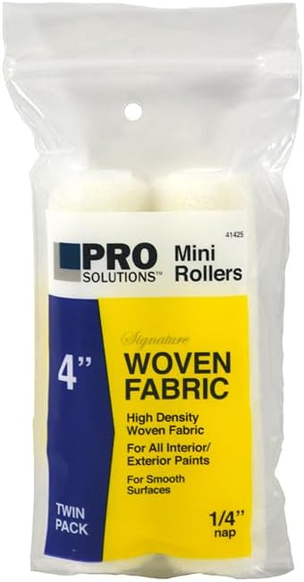 36-Pack of 4” x 1/4” Nap Pro Solutions 41425 Signature, White Woven Mini-Roller Cover, 2-Pack