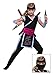 Fun Costumes Girl's Rainbow Ninja Costume - Jumpsuit, Dragon Drape, Waist Sash & Iridescent Details, X-Large, Black