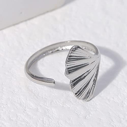 Bagues pour femmes acier inoxydable motif feuille ajustable | Bijoux simples - 2
