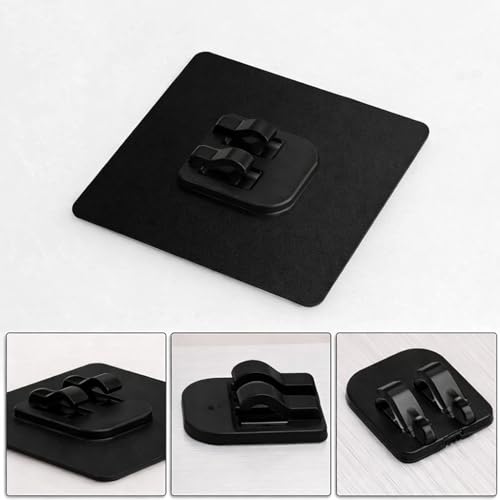 Image of 6 PCS Black Self Adhesive Wall Hooks Heavy Duty Sticky Wall Hanger Hooks Nail Free Waterproof Hooks for Bathroom Kitchen Home Office Towels Utensils Hanging Without Drilling Strong Hold