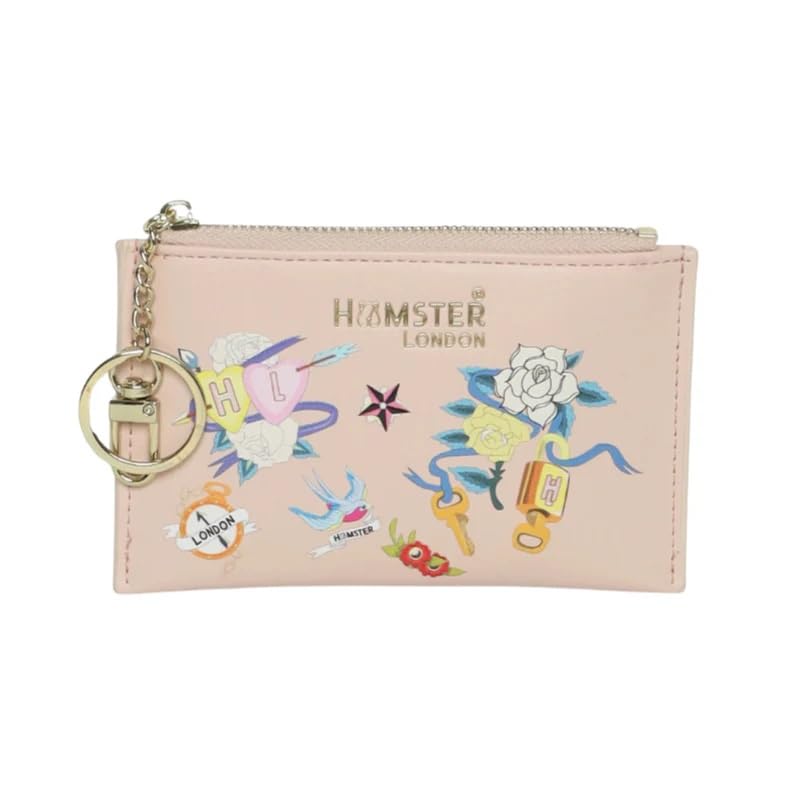 hamster Women Leather Millionaire Victoria Card Case with Zip - Pink-picture-40