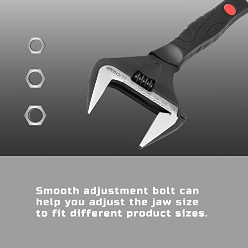 Lichamp 12-Inch Wide Jaw Adjustable Stubby Wrench With 60 Mm Jaw Opening For Plumbing Automotive And Industry, Black #TOP5