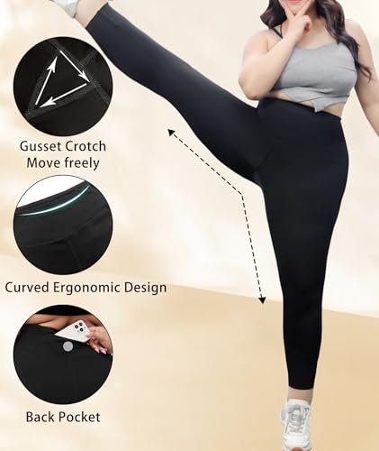 LALAGEN Womens Plus Size Fleece Lined Leggings Water Resistant Thermal Winter Warm High Waisted Workout Pants with Pockets4