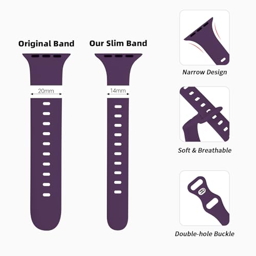 Image of Thin Silicone Band Compatible with Apple Watch 41mm 38mm 40mm 46mm 45mm 42mm 44mm, Slim Narrow Replacement Sport Strap Wristband for iWatch Series 11 10 9 8 7 6 5 4 SE Ultra 3 2 1 Women Men
