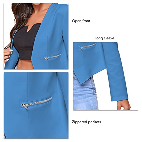 Blazer feminino elegante de manga comprida slim fit terno jaqueta curto blazer casual cor pura com b