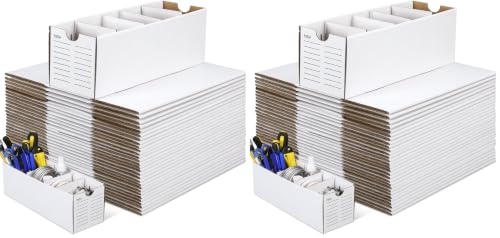 Image of Teenyyou 30 Sets Cardboard Parts Bins Boxes Kraft Cardboard Storage Bins with Dividers for Parts Shelves Stem Project Online Store Inventory Organized(White,12 x 4 x 4 Inches) (Pack of 2)