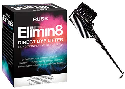 Eliminate RSK Elimin8 Direct Dye Lifter, Conditioning Liquid Formula, Removes Semi-Permanent Vibrant Colors (w/ Sleek 3-in-1 Comb & Brush) Haircolor Hair Color Dye (Direct Dye Lifter)