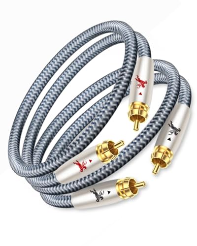 Impeto Premium 2RCA Audio Cable, Dual Male to Male, 1m(3.2ft), 24K Gold-Plated, OFC, for Turntable/Amp/Speaker/Audio