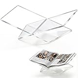 Acrylic Desktop Book Stand, Clear Angled Book Holder Display for Cookbooks, Magazines & Art Books, 12×7×5 in Slim Transparent Reading Stand for Desk & Coffee Table