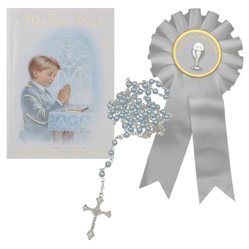 Livre de première communion et chapelet garçon pour le jour de la cérémonie