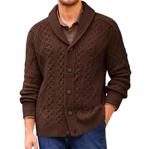 Cardigan col châle en laine mélangée pour homme bordeaux M