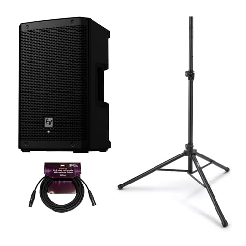 Electro-Voice ZLX-8P-G2 8-Inch 2-Way Powered Loudspeaker with Bluetooth (Black) Bundle with All-Aluminum Speaker Stand Pack and 25-Feet XLR Male to Female Microphone Cable (3 Items)