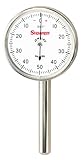 Starrett Dial Test Indicator, 196B1 Universal Back Plunger, White Face, 0-100 Reading, 0-0.2' Range, 0.001' Graduation, 1/4” Diameter Stainless Steel Shank for Mounting