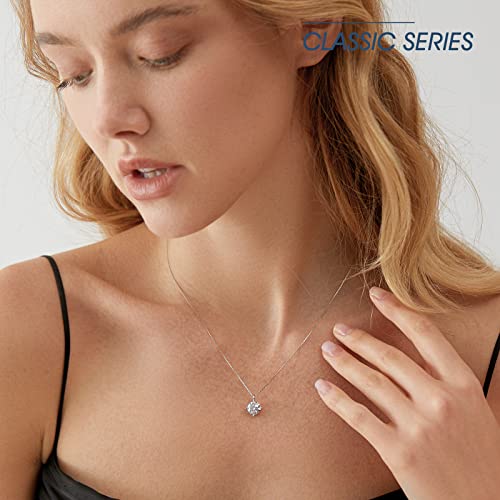 Gifts For Mom, Best Birthday Christmas Mother's Day Gifts Idea For Mom From Daughter, Great Unique Presents For Mother From Son, Jewelry Presents Silver Moissanite Diamond Solitaire Necklace 1 Carat #TOP1