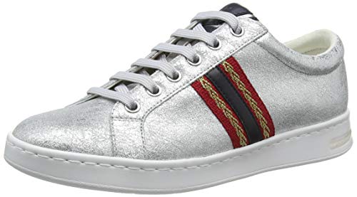 Geox D Jaysen A, Zapatillas Baja Mujer, Plata Silver Navy C0668, 36 EU