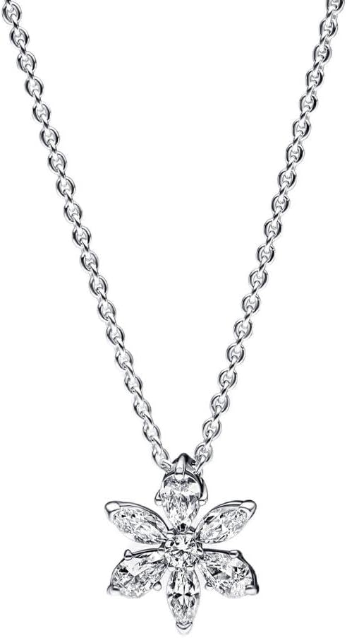 Fashion Jewelry Crystal Silvery Flower Pendant Necklace for Women Gift Packing JR-1303