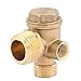 Air Compressor Check Valve, 3 Port Brass Air Compressor Male Threaded Check Valve Tube Connector Tool