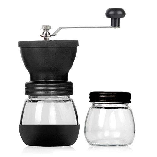 Handkaffeemühle, manuelle Kaffeemühle mit konischem Keramikgrat, stufenlos Einstellbarer Mahlung, Glas, Edelstahl für Lange Lebensdauer, leise